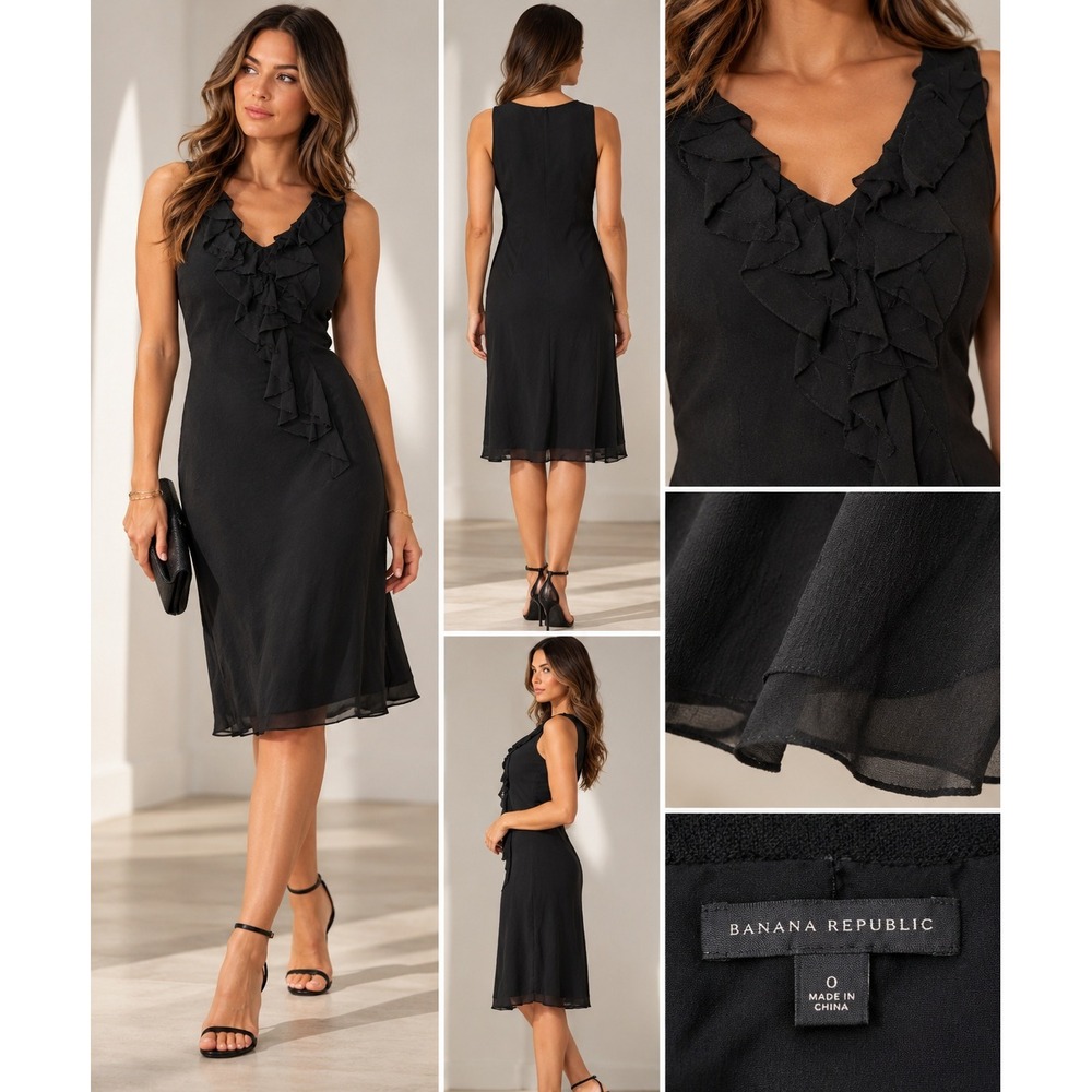 Silk Black Flapper Dress Banana Republic